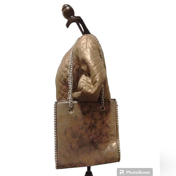 Gold Champagne Moto Jacket Quilted Leather - Picture 4 of 7